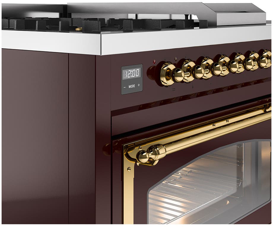 Ilve UN48FSNMPBUG Burgundy With Brass Knobs, Natural Gas