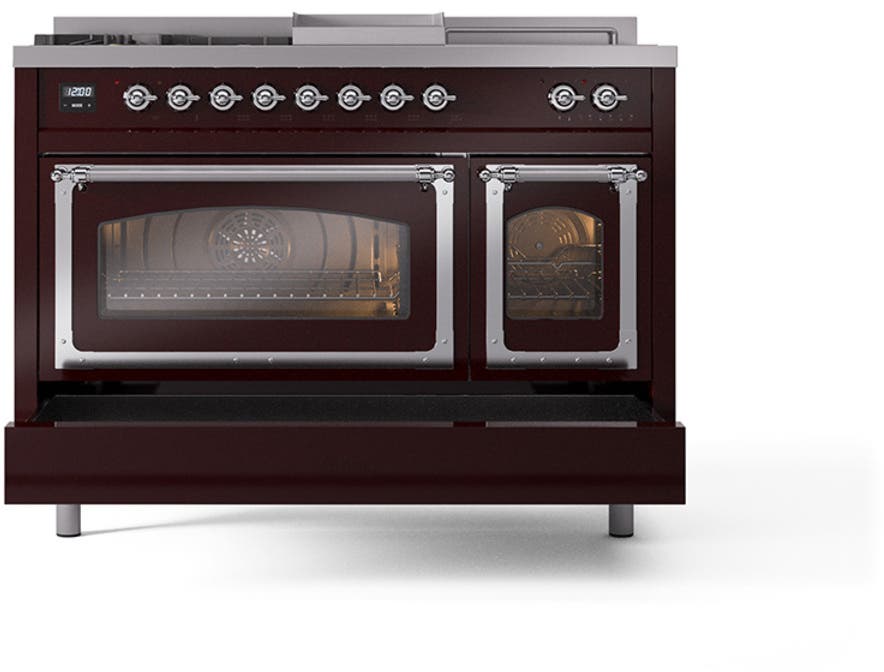 Ilve UN48FSNMPBUC Burgundy With Chrome Knobs, Natural Gas