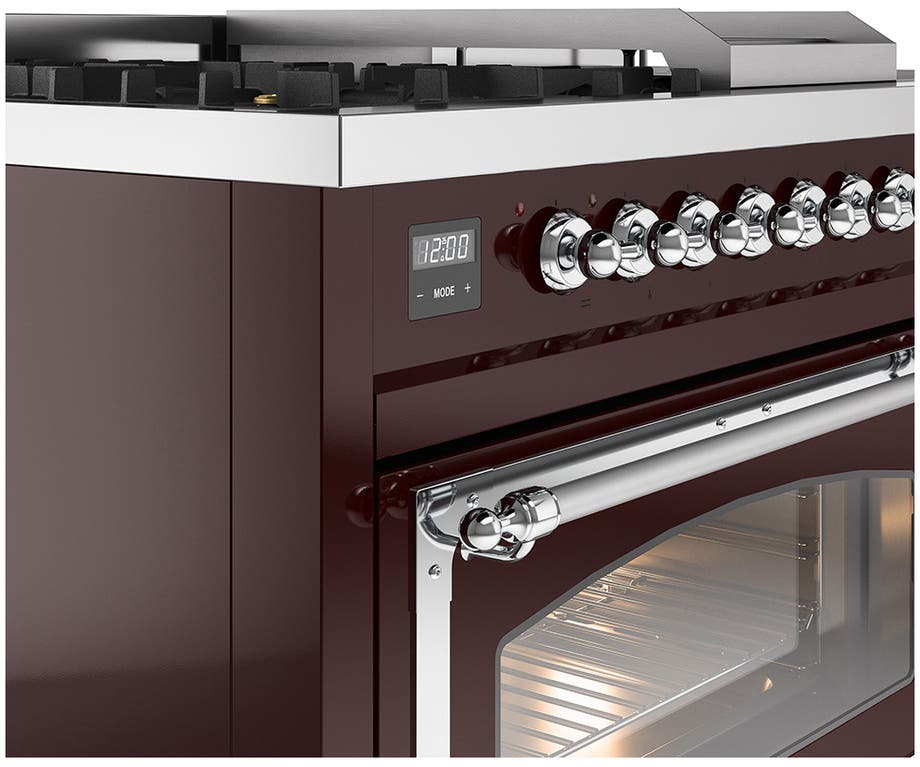 Ilve UN48FSNMPBUC Burgundy With Chrome Knobs, Natural Gas