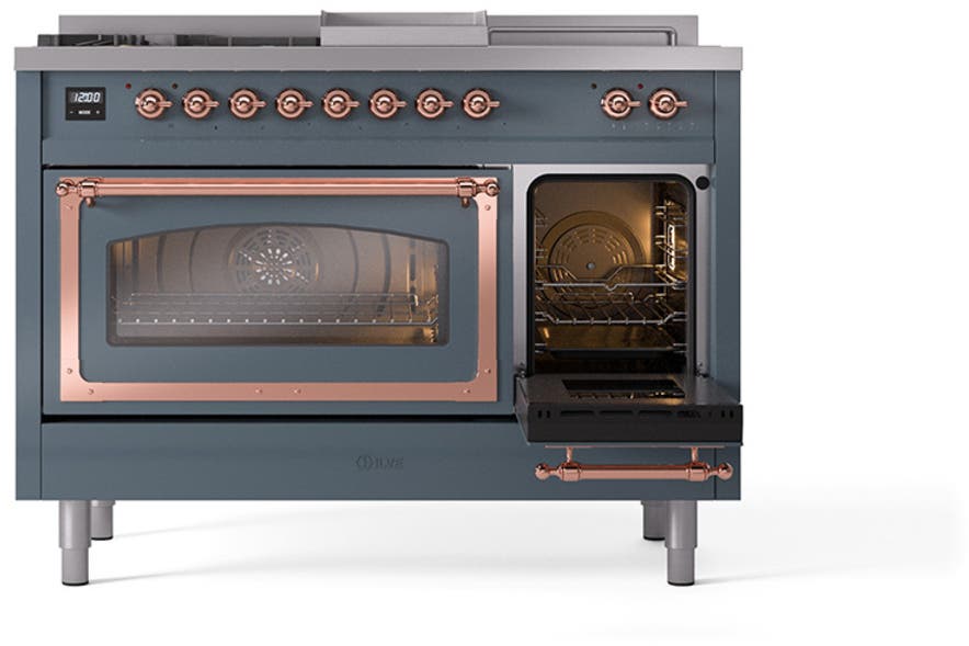 Ilve UN48FSNMPBGPLP Blue Grey With Copper Knobs, Liquid Propane
