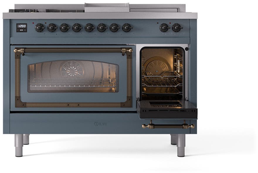 Ilve UN48FSNMPBGBLP Blue Grey With Bronze Knobs, Liquid Propane