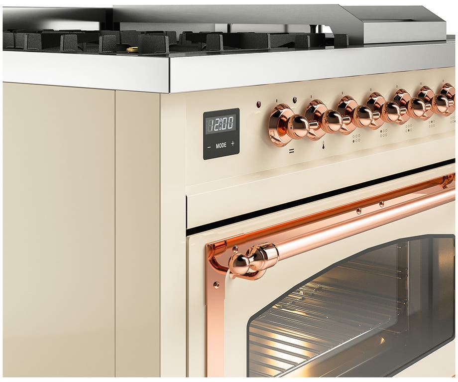 Ilve UN48FSNMPAWPLP Antique White With Copper Knobs, Liquid Propane