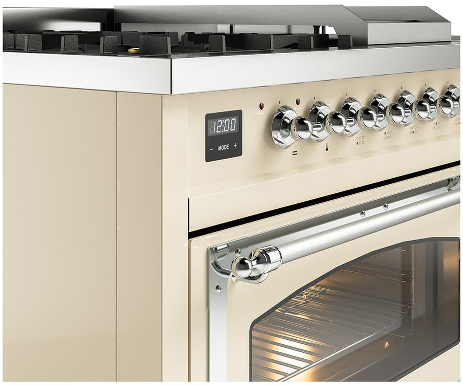Ilve UN48FSNMPAWC Antique White With Chrome Knobs, Natural Gas