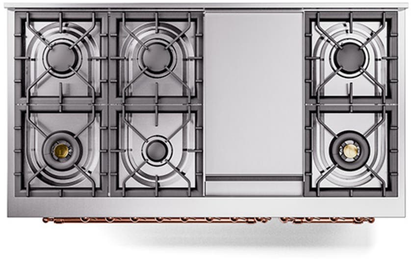 Ilve UN48FQNMPSSPLP Stainless Steel With Copper Knobs, Liquid Propane