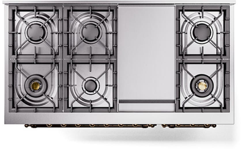 Ilve UN48FQNMPSSB Stainless Steel With Bronze Knobs, Natural Gas