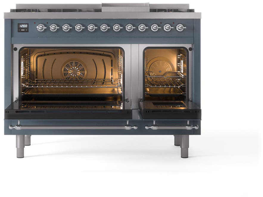 Ilve UN48FQNMPBGCLP Blue Grey With Chrome Knobs, Liquid Propane