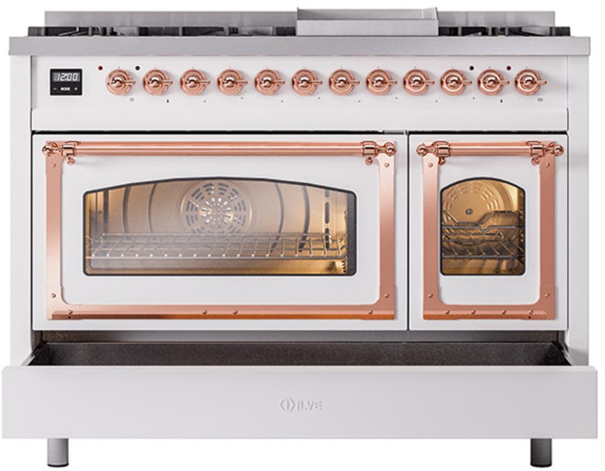 Ilve UN48FNMPWHPLP White With Copper Knobs, Liquid Propane