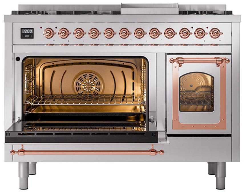 Ilve UN48FNMPSSPLP Stainless Steel With Copper Knobs, Liquid Propane