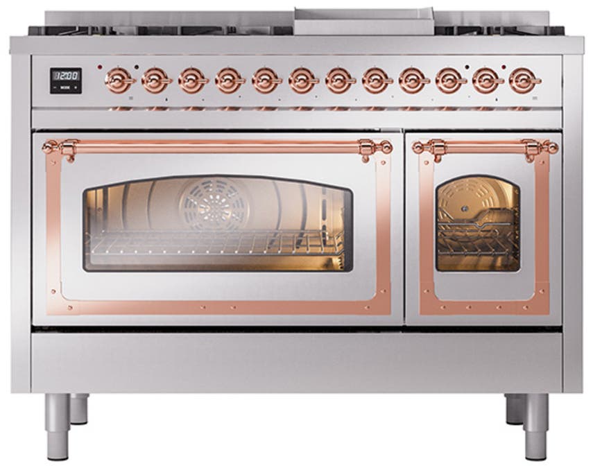 Ilve UN48FNMPSSP Stainless Steel With Copper Knobs, Natural Gas