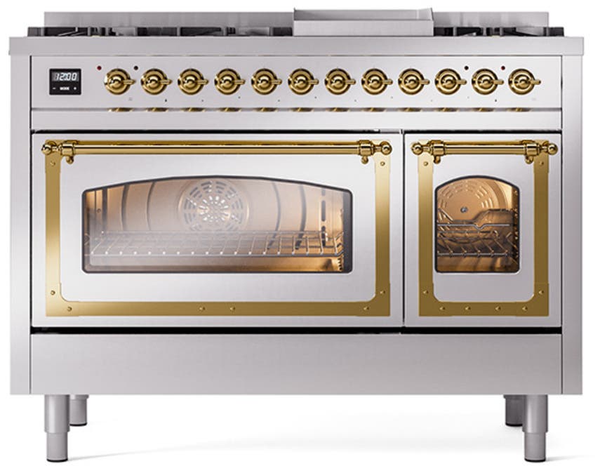Ilve UN48FNMPSSG Stainless Steel With Brass Knobs, Natural Gas