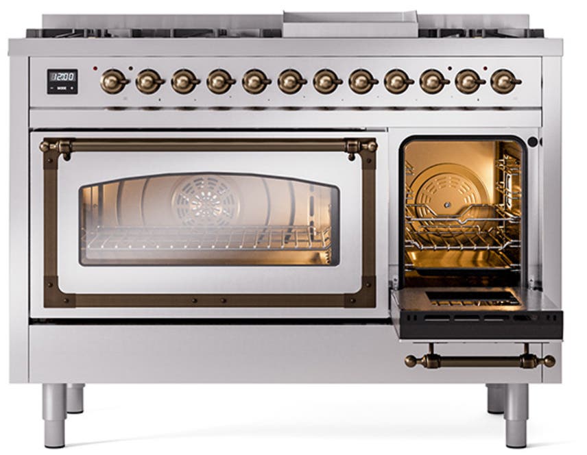 Ilve UN48FNMPSSBLP Stainless Steel With Bronze Knobs, Liquid Propane