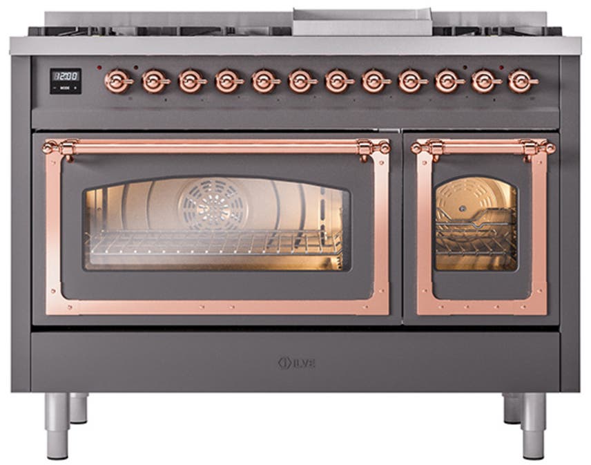 Ilve UN48FNMPMGPLP Graphite Matte With Copper Knobs, Liquid Propane