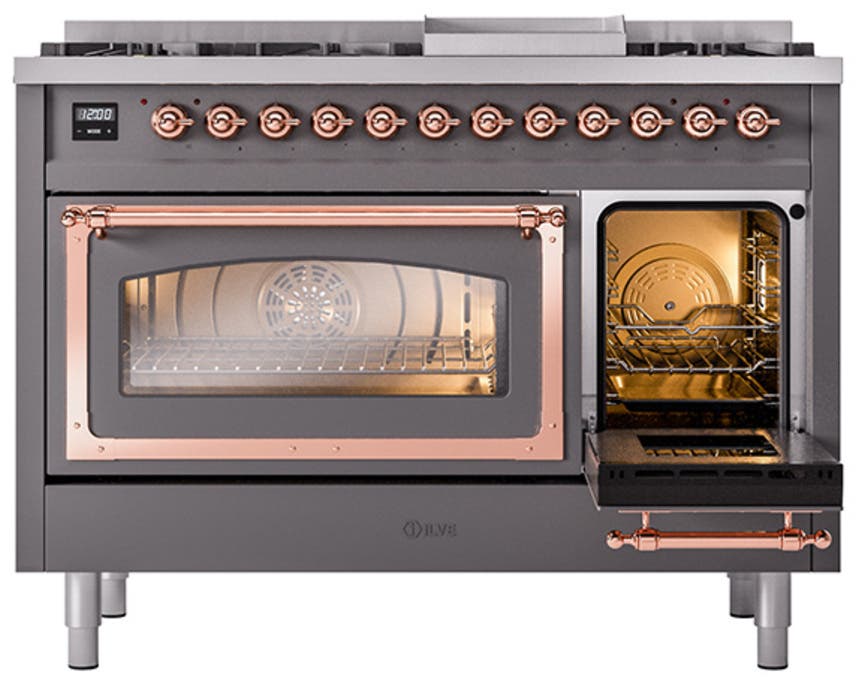 Ilve UN48FNMPMGPLP Graphite Matte With Copper Knobs, Liquid Propane