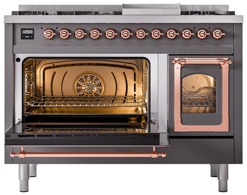 Ilve UN48FNMPMGP Graphite Matte With Copper Knobs, Natural Gas