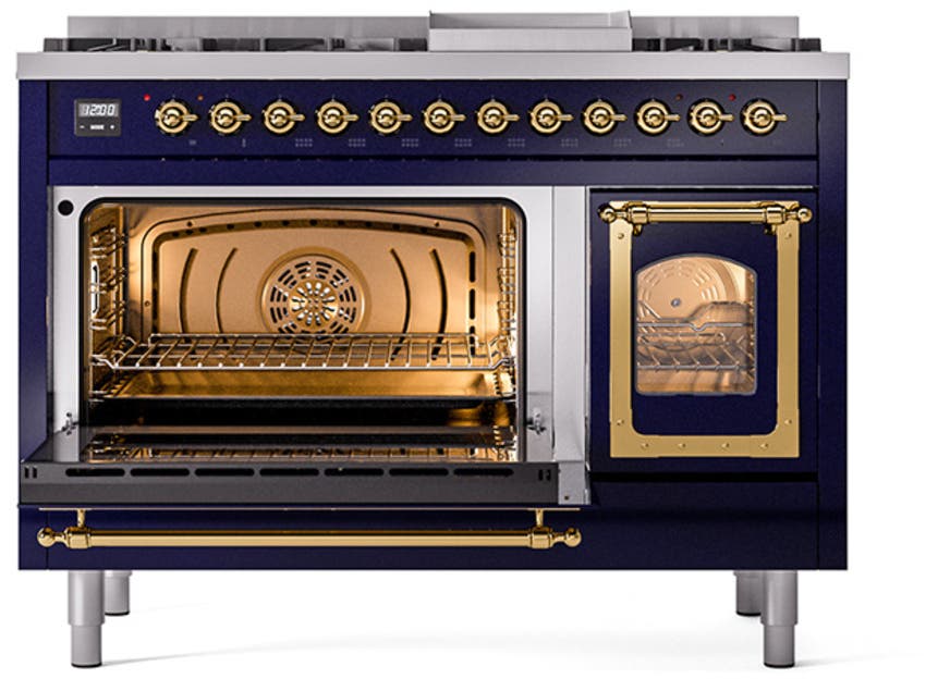 Ilve UN48FNMPMBGLP Midnight Blue With Brass Knobs, Liquid Propane