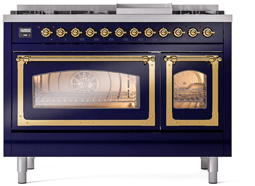 Ilve UN48FNMPMBG Midnight Blue With Brass Knobs, Natural Gas