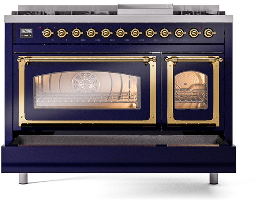 Ilve UN48FNMPMBG Midnight Blue With Brass Knobs, Natural Gas