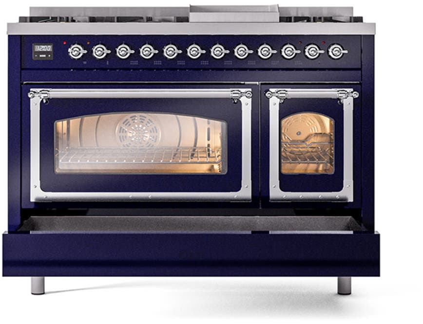 Ilve UN48FNMPMBCLP Midnight Blue With Chrome Knobs, Liquid Propane