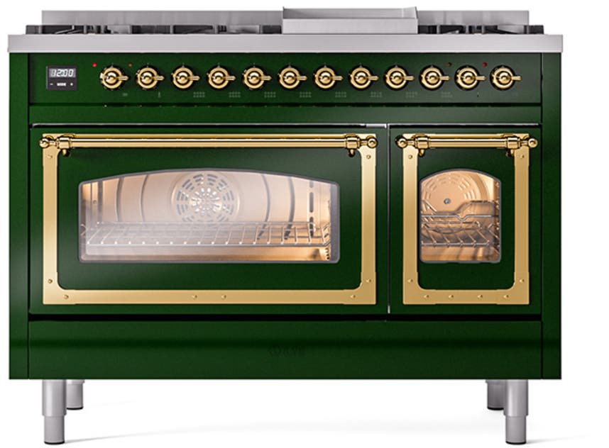 Ilve UN48FNMPEGG Emerald Green With Brass Knobs, Natural Gas