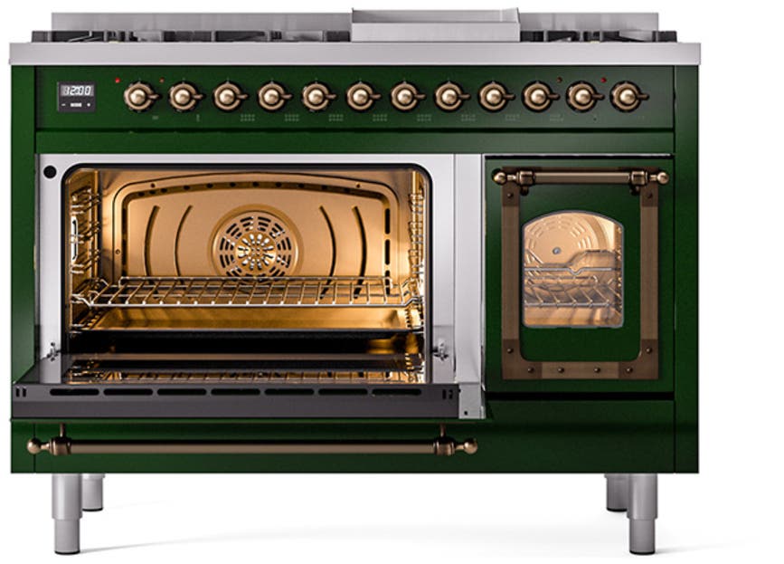 Ilve UN48FNMPEGB Emerald Green With Bronze Knobs, Natural Gas
