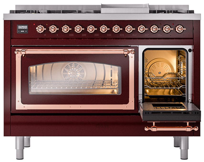 Ilve UN48FNMPBUPLP Burgundy With Copper Knobs, Liquid Propane