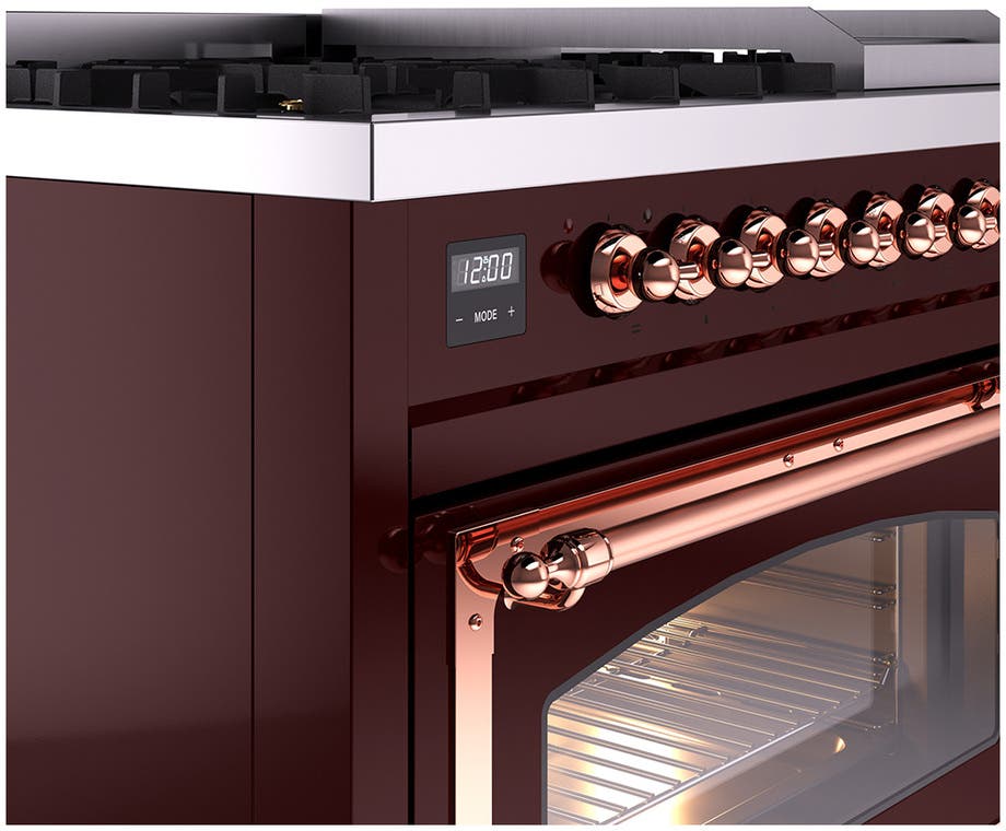 Ilve UN48FNMPBUPLP Burgundy With Copper Knobs, Liquid Propane