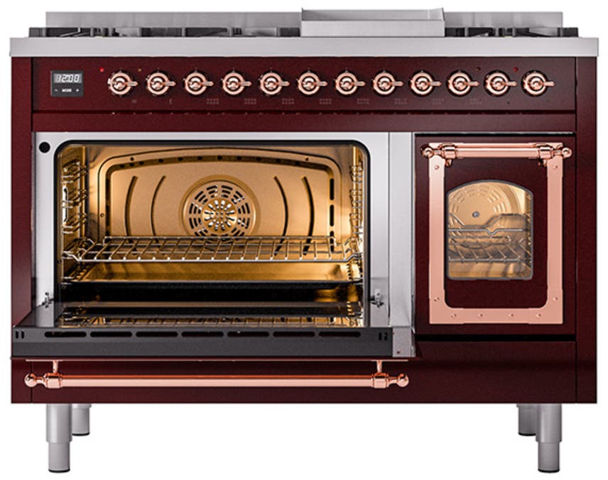 Ilve UN48FNMPBUP Burgundy With Copper Knobs, Natural Gas