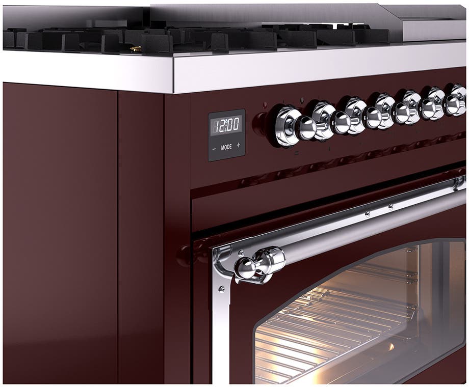 Ilve UN48FNMPBUCLP Burgundy With Chrome Knobs, Liquid Propane
