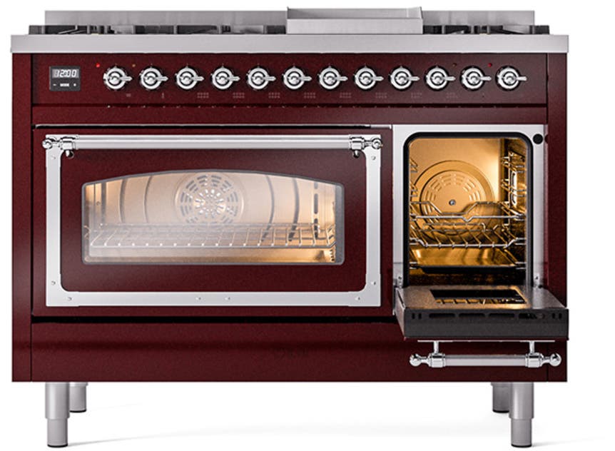Ilve UN48FNMPBUC Burgundy With Chrome Knobs, Natural Gas