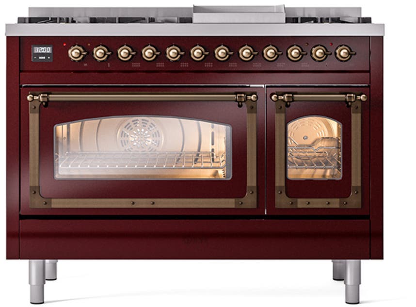 Ilve UN48FNMPBUB Burgundy With Bronze Knobs, Natural Gas