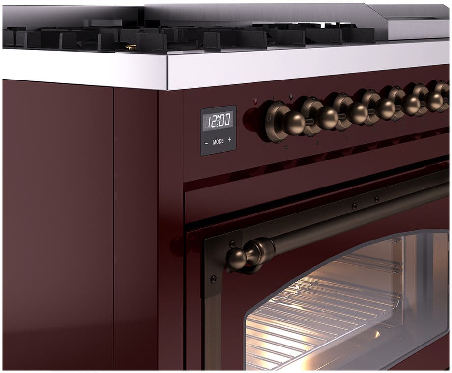 Ilve UN48FNMPBUB Burgundy With Bronze Knobs, Natural Gas