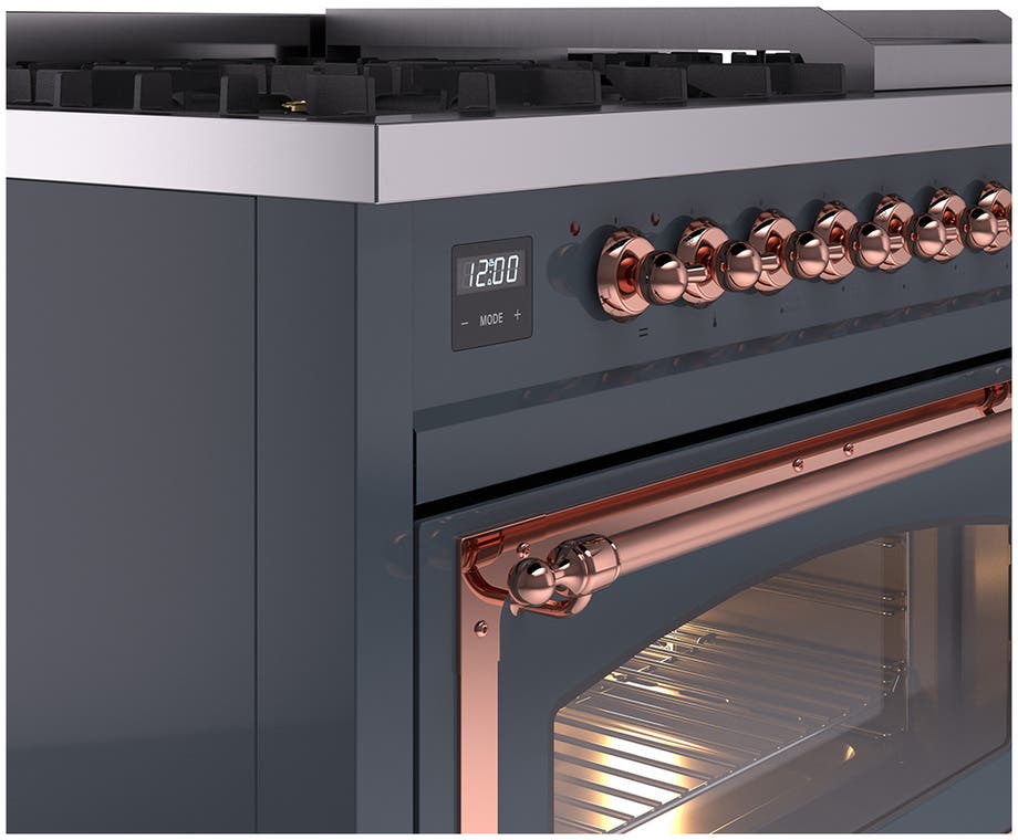 Ilve UN48FNMPBGPLP Blue Grey With Copper Knobs, Liquid Propane