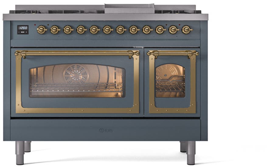 Ilve UN48FNMPBGGLP Blue Grey With Brass Knobs, Liquid Propane