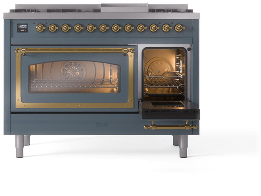 Ilve UN48FNMPBGG Blue Grey With Brass Knobs, Natural Gas