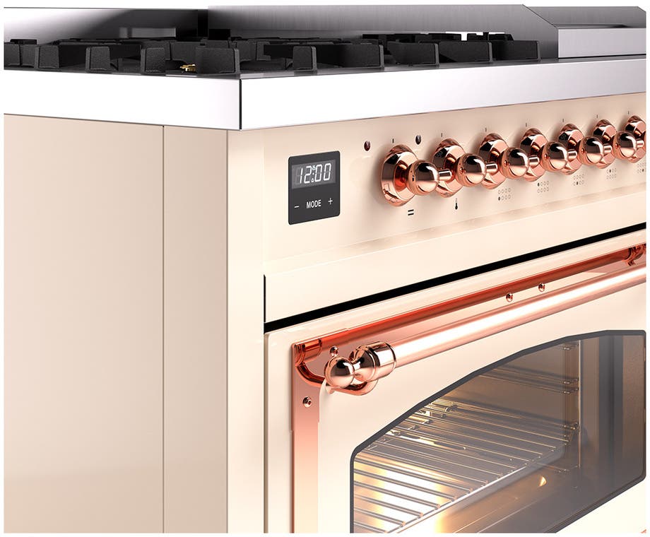 Ilve UN48FNMPAWPLP Antique White With Copper Knobs, Liquid Propane