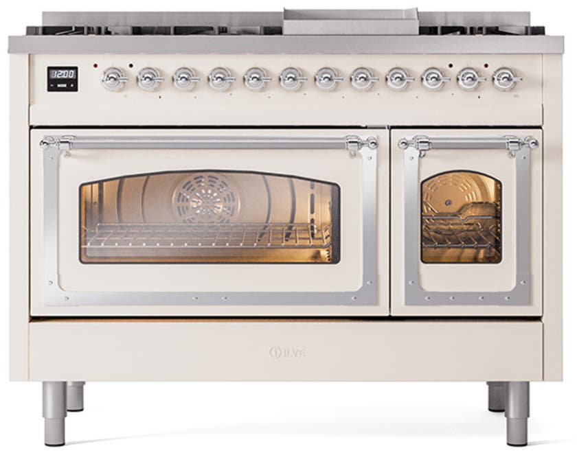 Ilve UN48FNMPAWC Antique White With Chrome Knobs, Natural Gas