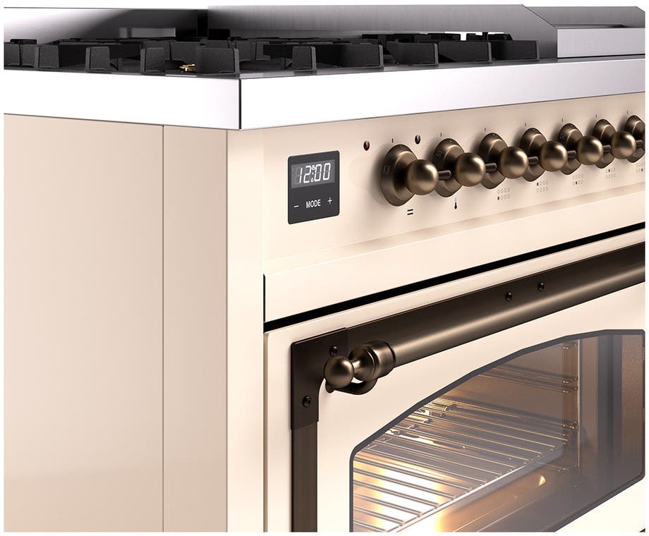 Ilve UN48FNMPAWBLP Antique White With Bronze Knobs, Liquid Propane