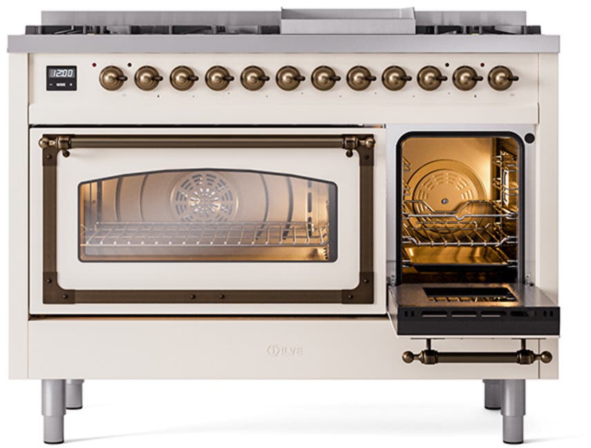 Ilve UN48FNMPAWB Antique White With Bronze Knobs, Natural Gas