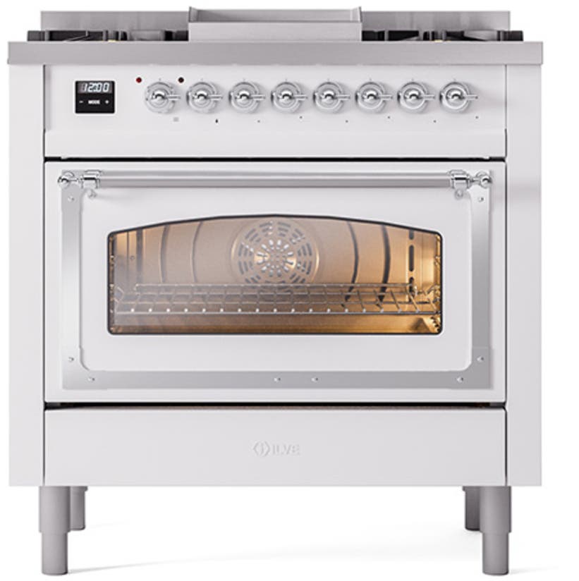 Ilve UN36FNMPWHCLP White With Chrome Knobs, Liquid Propane