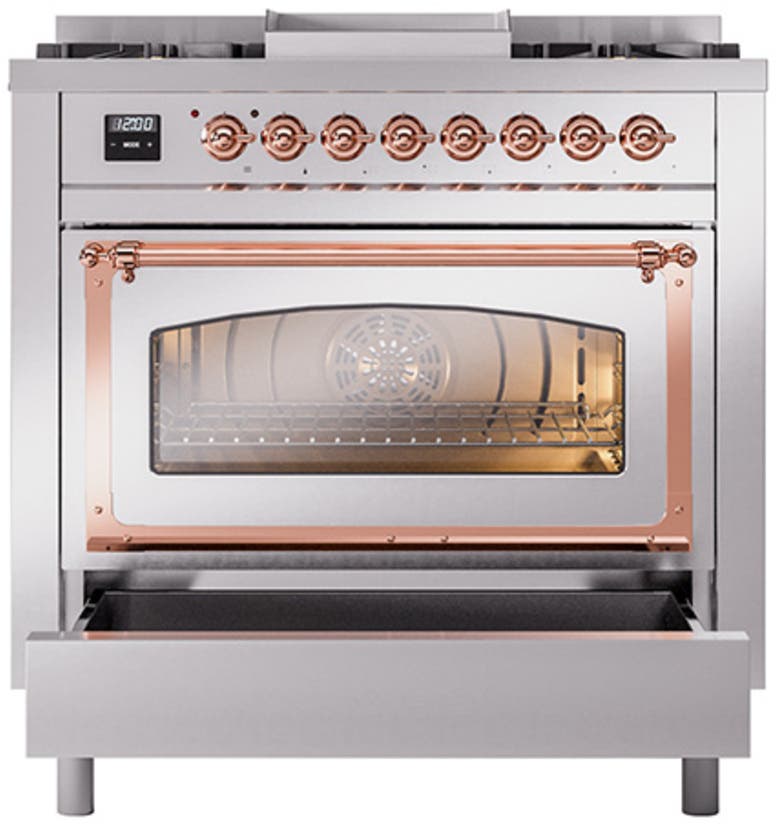 Ilve UN36FNMPSSP Stainless Steel With Copper Knobs, Natural Gas