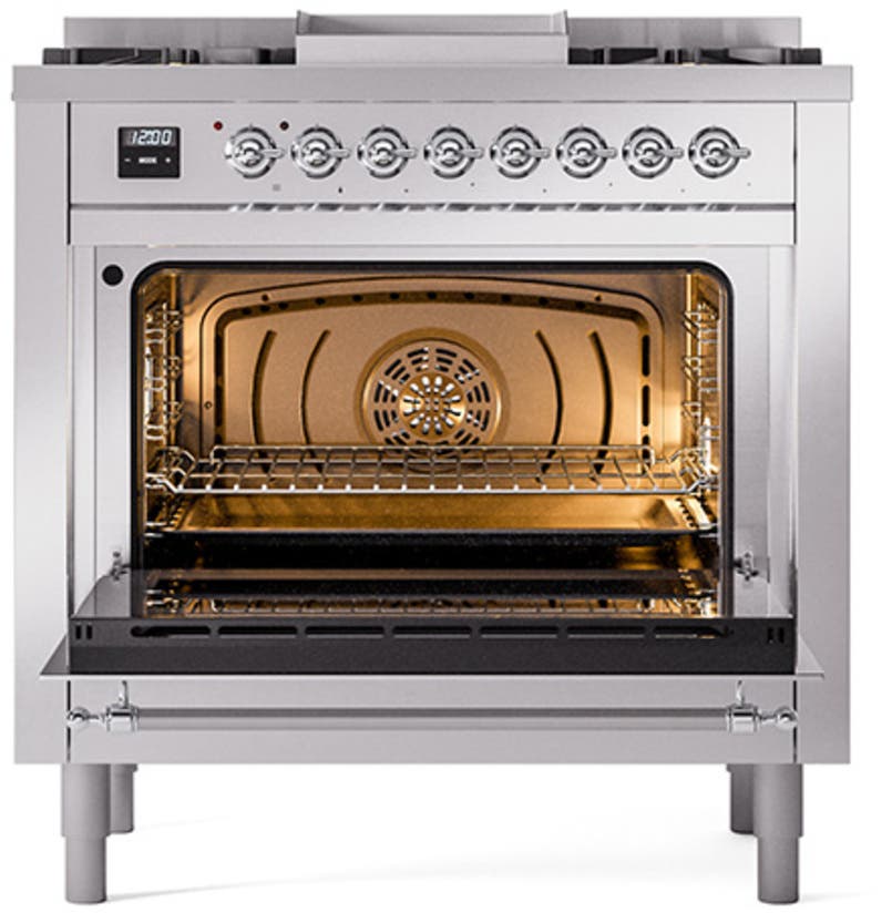 Ilve UN36FNMPSSCLP Stainless Steel With Chrome Knobs, Liquid Propane