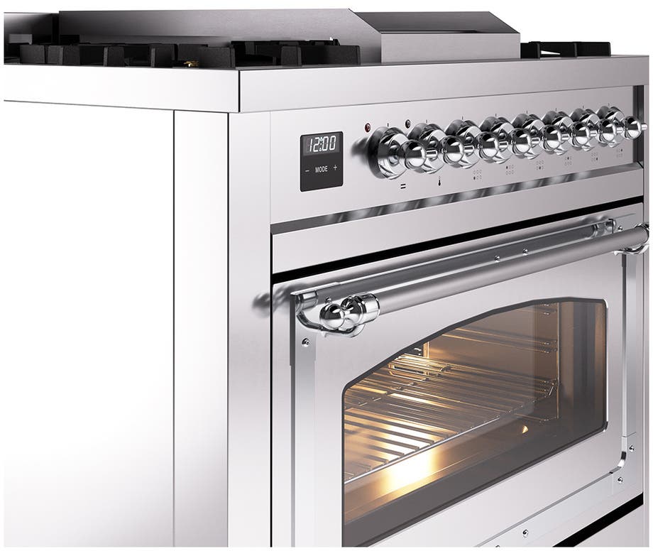 Ilve UN36FNMPSSCLP Stainless Steel With Chrome Knobs, Liquid Propane
