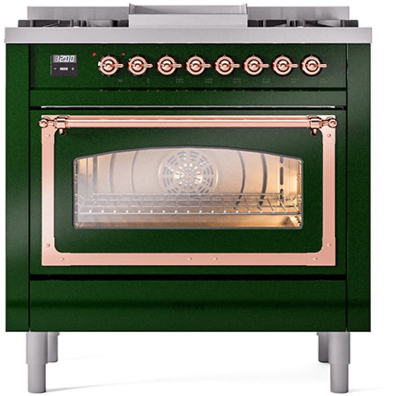 Ilve UN36FNMPEGPLP Emerald Green With Copper Knobs, Liquid Propane