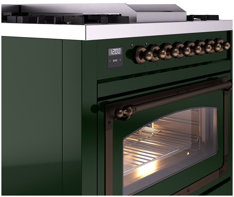 Ilve UN36FNMPEGBLP Emerald Green With Bronze Knobs, Liquid Propane
