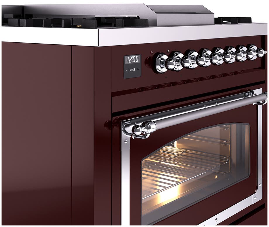 Ilve UN36FNMPBUCLP Burgundy With Chrome Knobs, Liquid Propane