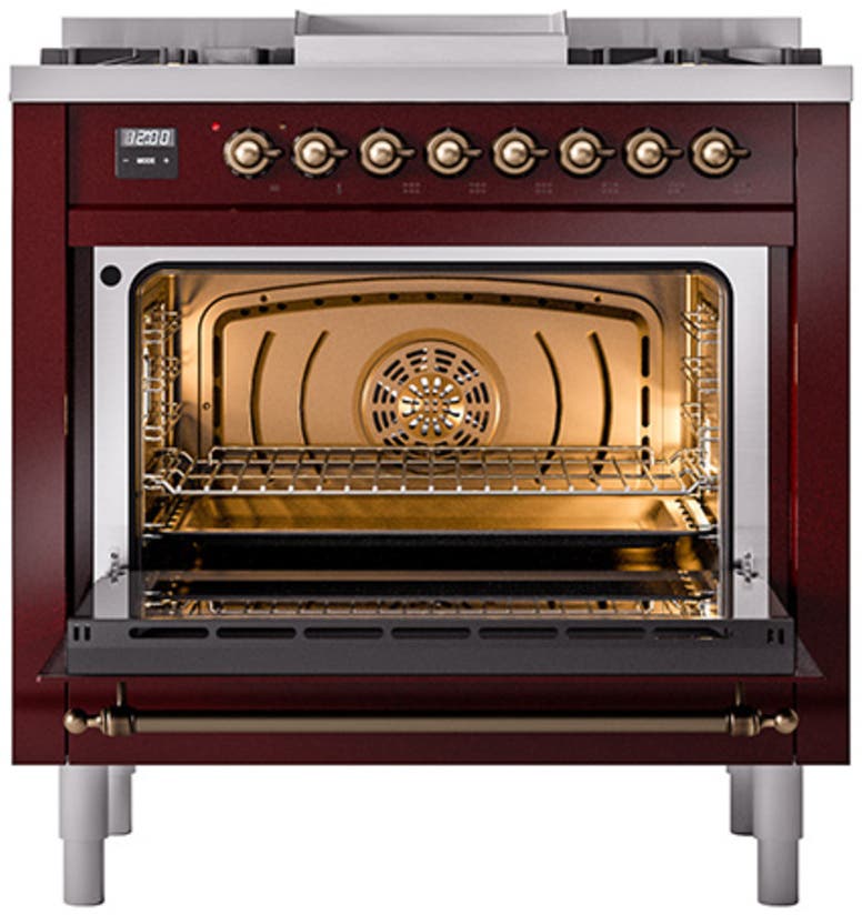 Ilve UN36FNMPBUB Burgundy With Bronze Knobs, Natural Gas