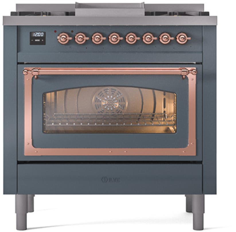 Ilve UN36FNMPBGP Blue Grey With Copper Knobs, Natural Gas