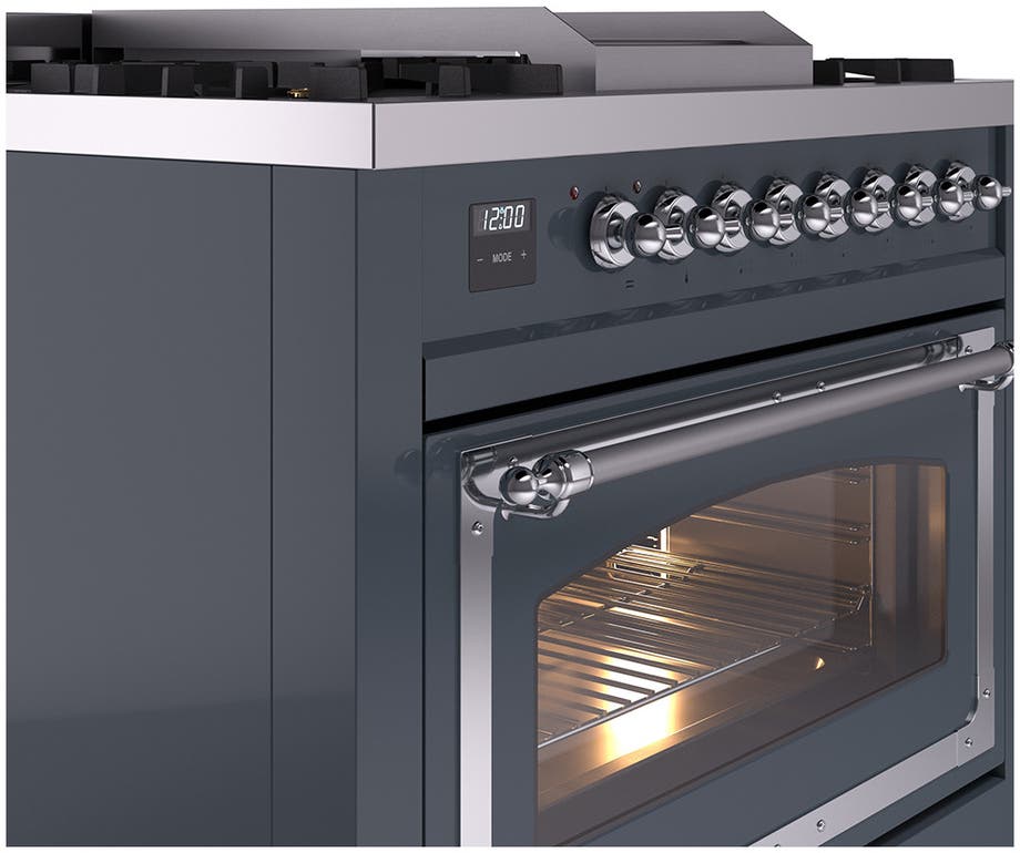 Ilve UN36FNMPBGC Blue Grey With Chrome Knobs, Natural Gas