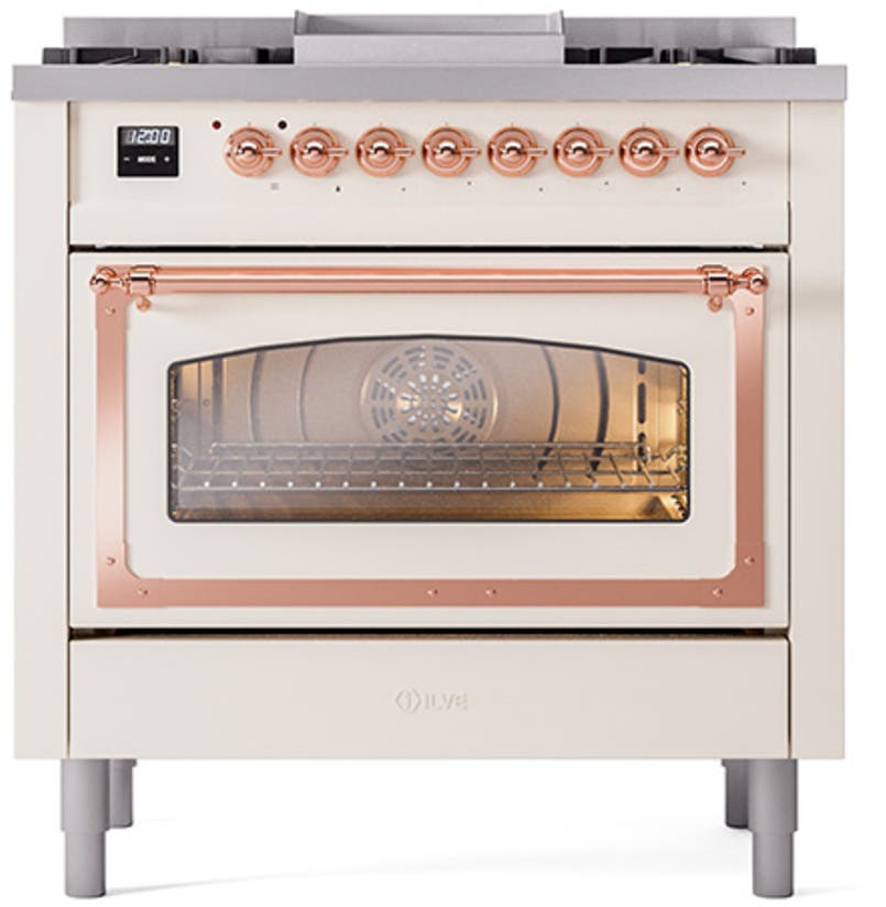 Ilve UN36FNMPAWPLP Antique White With Copper Knobs, Liquid Propane