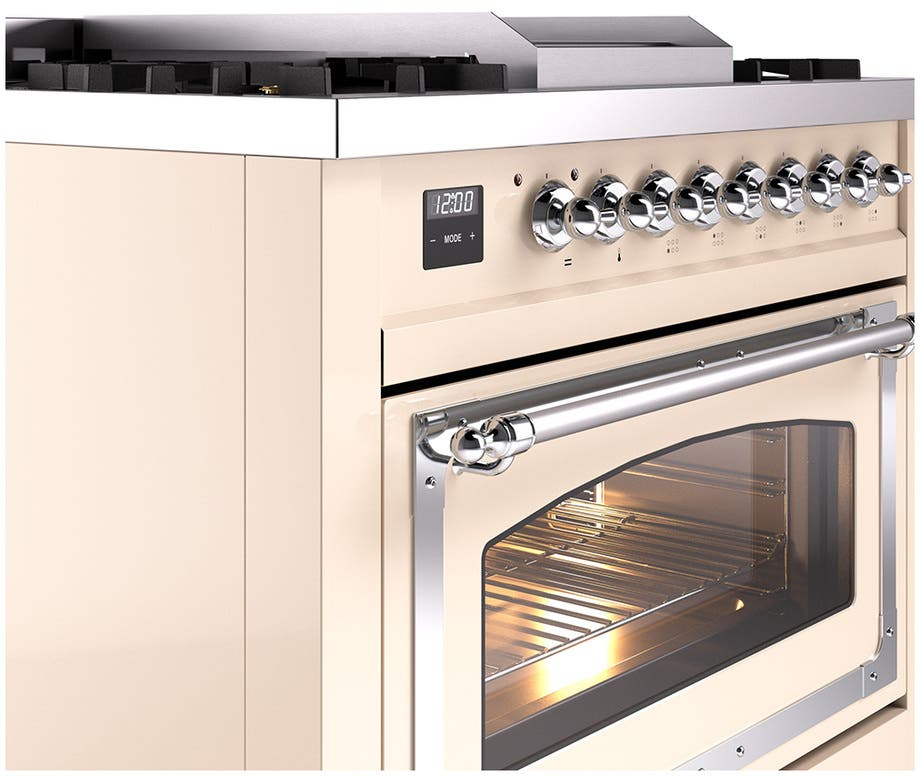 Ilve UN36FNMPAWCLP Antique White With Chrome Knobs, Liquid Propane